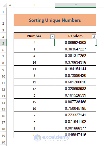 Generate & Sort Random Numbers in Excel