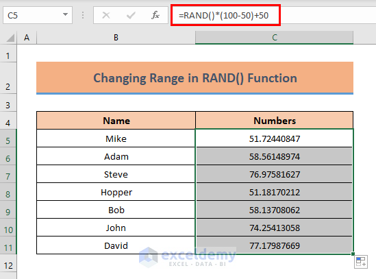Generate Random Numbers with Changed Range