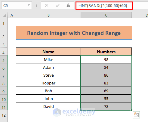 Generate Random Integer Number with Changed range