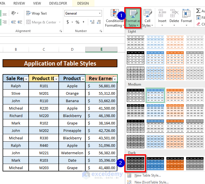 Apply Table Styles to Highlight Every Other Row