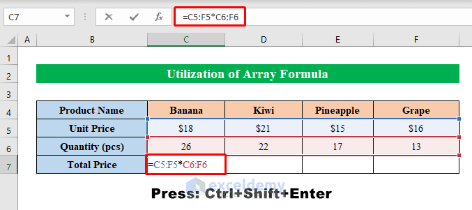 Multiply Rows in Excel