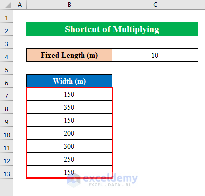 Use Shortcut to Multiply in Excel