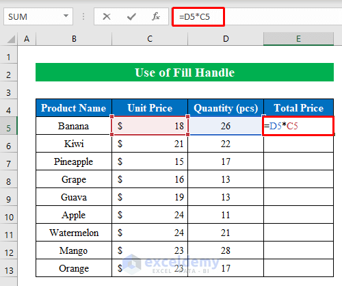 Multiply Entire Column in Excel