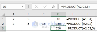 PRODUCT function in Excel