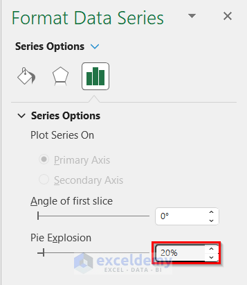 Selecting Pie Explosion Percentage to Make Exploded Pie Chart in Excel