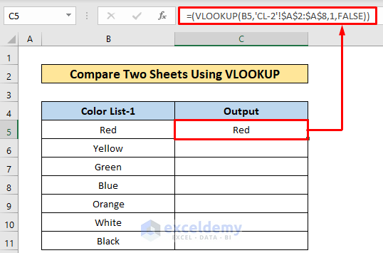 Formula to Compare Two Excel Sheets Using VLOOKUP