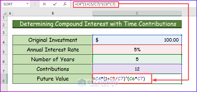 Determining Compound Interest with Time Contributions in Excel
