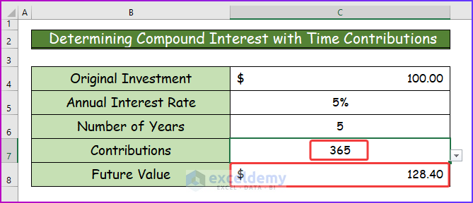 Determining Compound Interest with Daily Contributions in Excel