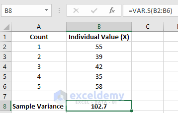 how to calculate sample variance