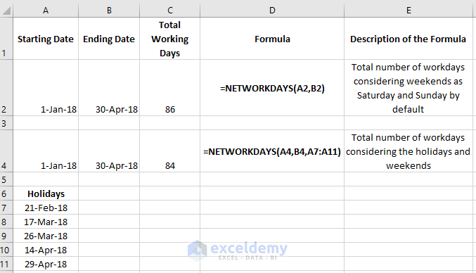 excel networkdays