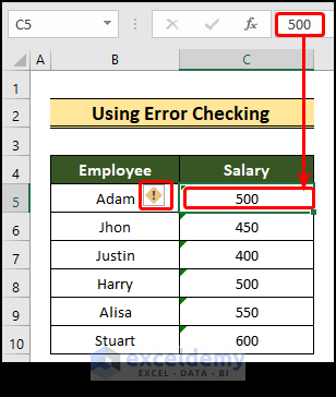 using error checking to convert text to numbers in excel 