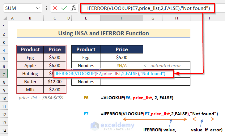 Using IFERROR Function with VLOOKUP Function and IF Condition in Excel