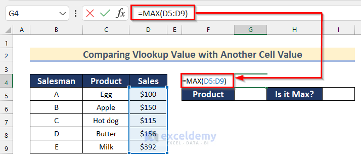Using MAX and VLOOKUP Functions with IF Condition