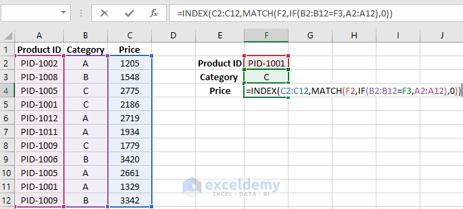 Match Two Columns in Excel and Return a Third
