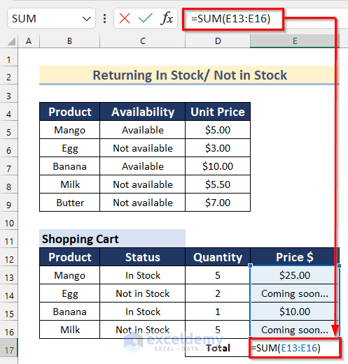 Using Sum and VLOOKUP Function with IF Condition in Excel