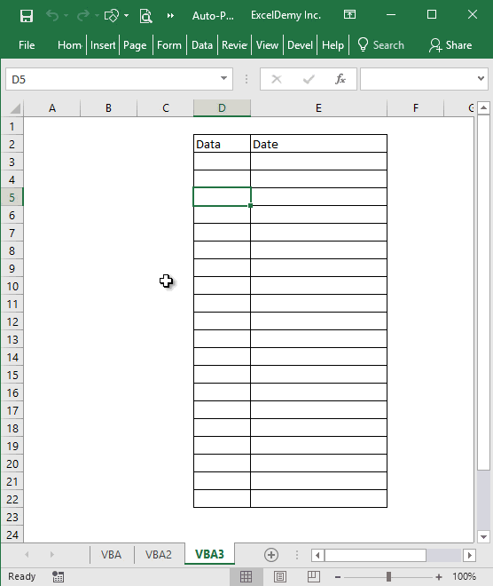 how to auto populate/insert date in Excel when cell is updated