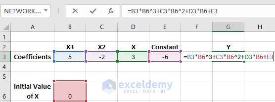 Solving Equations In Excel Polynomial Cubic Quadratic Linear