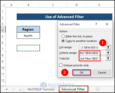 Use of Advanced Filter to Get Data from Another Sheet Based on Cell Value in Excel