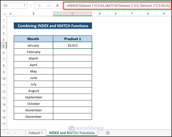 Combining INDEX and MATCH Functions to Get Data from Another Sheet Based on Cell Value in Excel