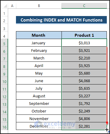 Gathering INDEX and MATCH Functions to Get Data from Another Sheet Based on Cell Value in Excel