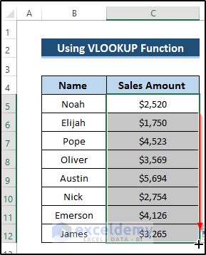 Applying VLOOKUP Function to Get Data from Another Sheet Based on Cell Value in Excel