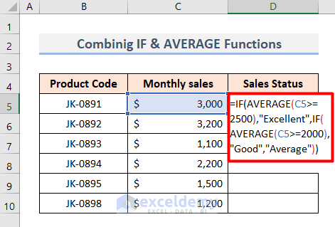 Combine IF & AVERAGE Functions with 3 Conditions in Excel