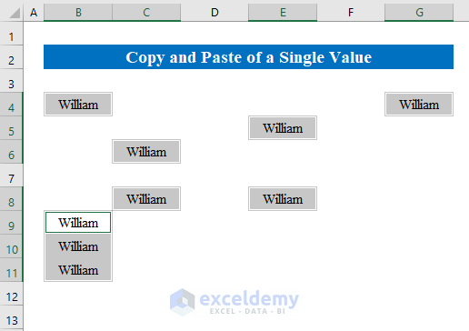 Copy and Paste a Single Value into Multiple Cells