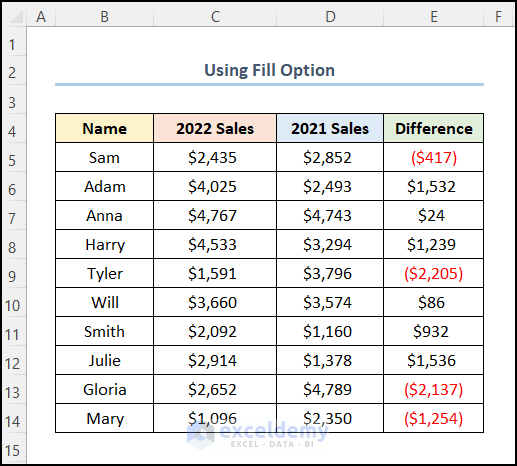 how to insert formula in excel for entire column utilizing fill option