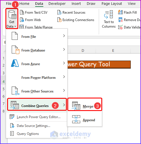 Applying Merge Command for Utilizing Power Query Tool as a Easy Way to Merge Excel Worksheets Without Copying and Pasting