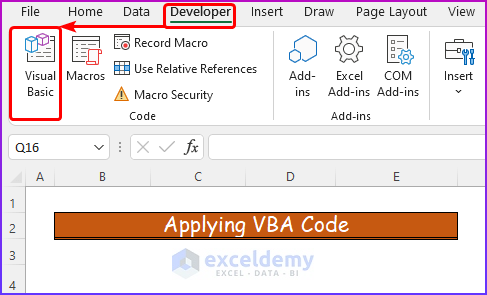 Selecting Devloper Tab for Applying VBA Code as a Easy Way to Merge Excel Worksheets Without Copying and Pasting