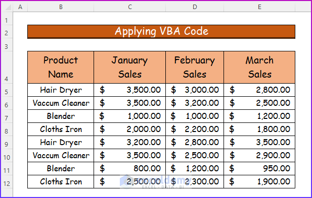 Showing Final Result for Applying VBA Codeas a Easy Way to Merge Excel Worksheets Without Copying and Pasting