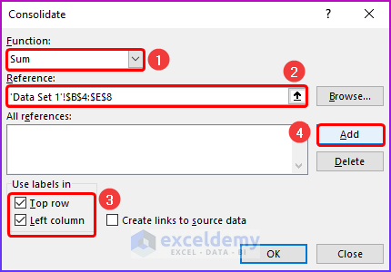 Inserting Data Set from First Workhseet for Consolidating Data from Multiple Worksheets as A Easy Way to Merge Excel Worksheets Without Copying and Pasting