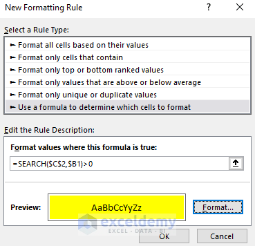 Excel Conditional Formatting Based on Another Cell Text