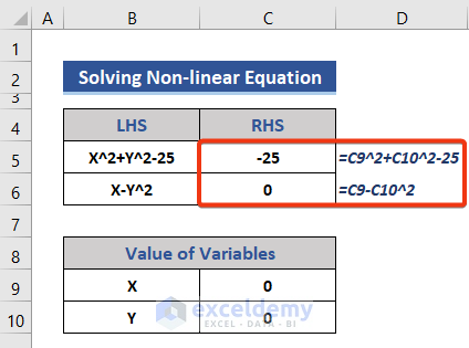 aPPLY FORMULA FOR Solving Nonlinear Equations in Excel