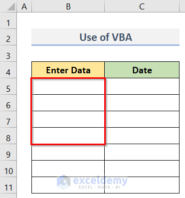 Auto Populate Dates in Some Specific Cells While Updating with Excel VBA
