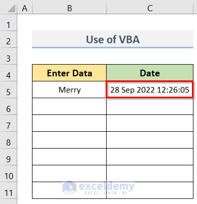 Auto Populate Dates in Some Specific Cells While Updating with Excel VBA