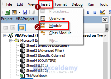 insert module to remove duplicates based on criteria in excel
