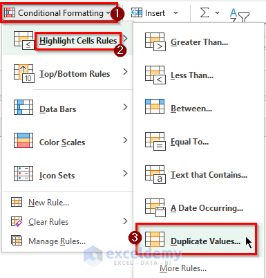 conditional formatting to highlight duplicates in two columns in excel