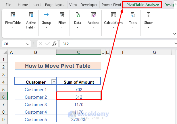 How to Move Pivot Table