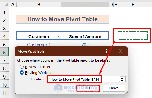 How to Move Pivot Table