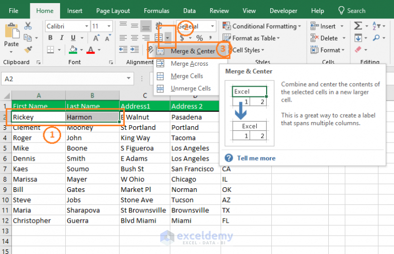 How To Merge Multiple Cells In Excel At Once 3 Quick Ways Exceldemy Riset