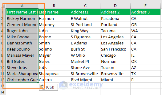 Paste the data that you have copied from the text editor in an Excel column.