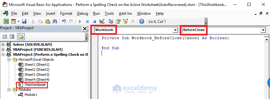 Perform a Spelling Check on the Active Worksheet