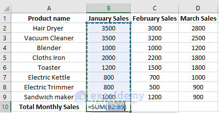 how to sum a column in excel spreadsheet