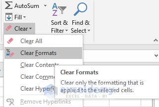 Remove Table Formatting with the "Clear Formats" option