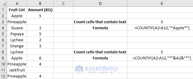 Count Cells that Contain Specific Text