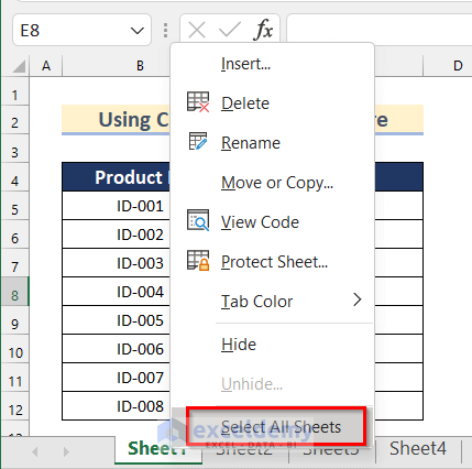 Selecting All Worksheets to Use Custom Margins Feature to Center Selected Worksheets in Excel