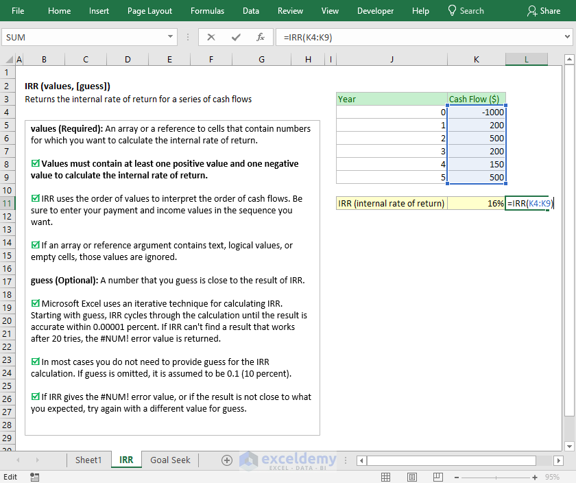 How to calculate IRR in Excel