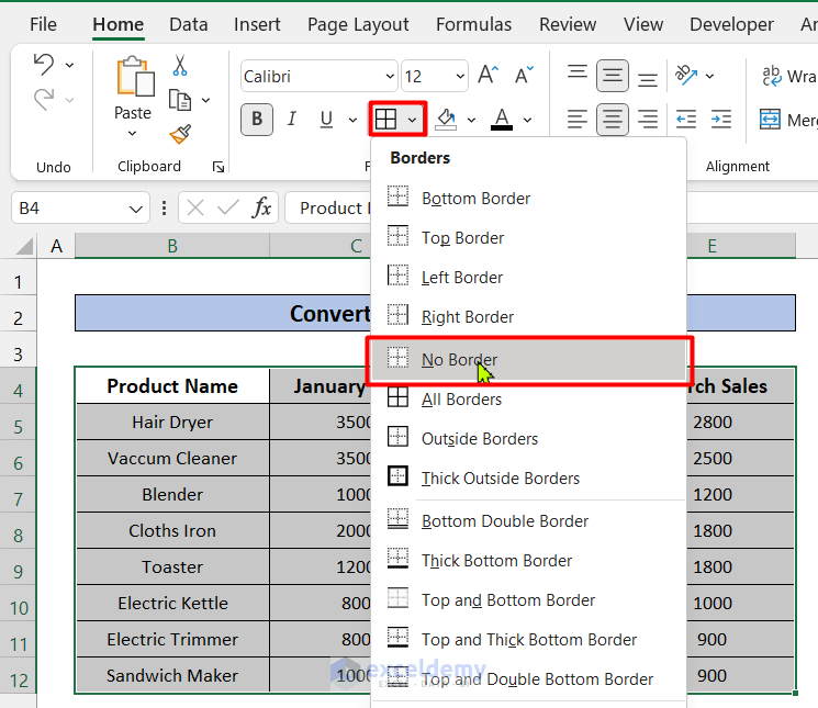 Remove Table Formatting by Converting Table to a Range