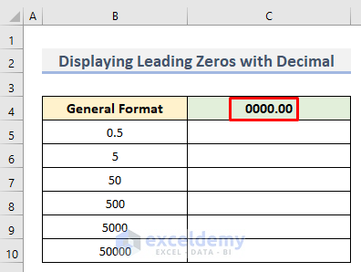 Display Leading Zeros with Decimal